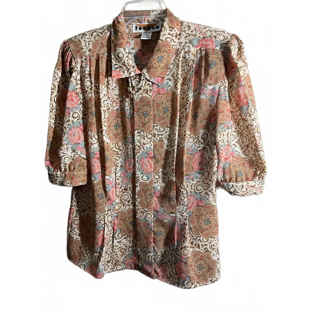Vintage Jordan Floral Puff Sleeve Blouse 13/14